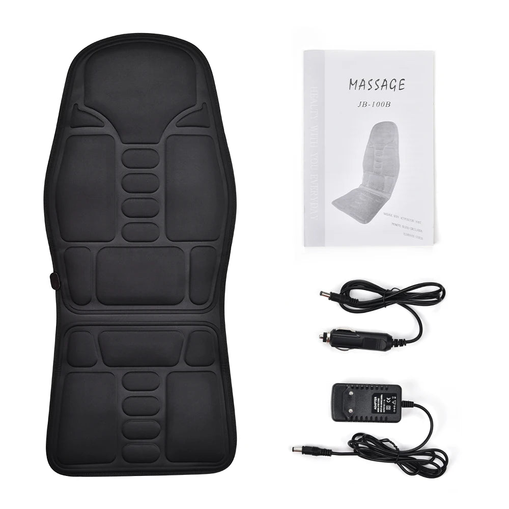 Azura™ | Vibrating electric massage cushion with heat: relieves back, neck and lumbar pain | Home and car use