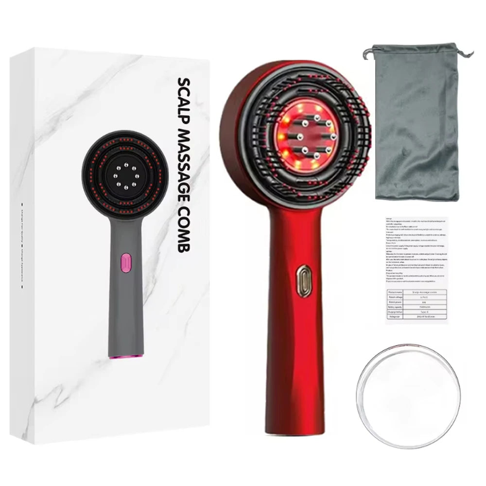 Azura™ | Electric scalp massage comb - Red light and oil applicator - Anti-hair loss and hair growth