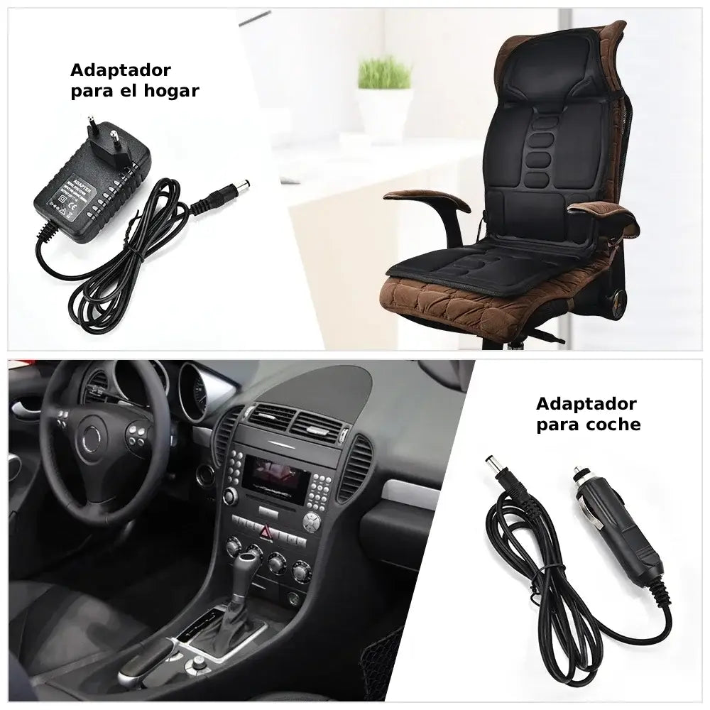 Azura™ | Vibrating electric massage cushion with heat: relieves back, neck and lumbar pain | Home and car use