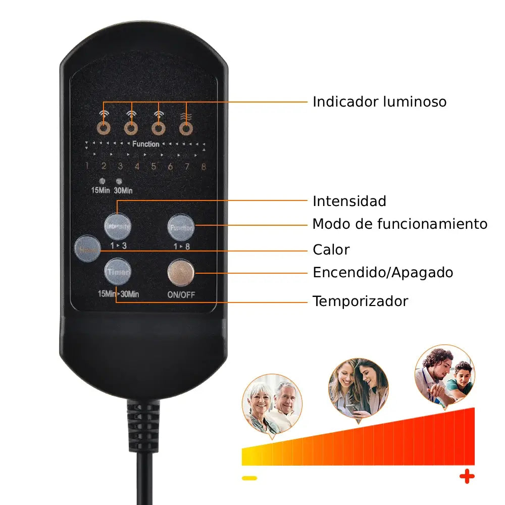 Azura™ | Vibrating electric massage cushion with heat: relieves back, neck and lumbar pain | Home and car use