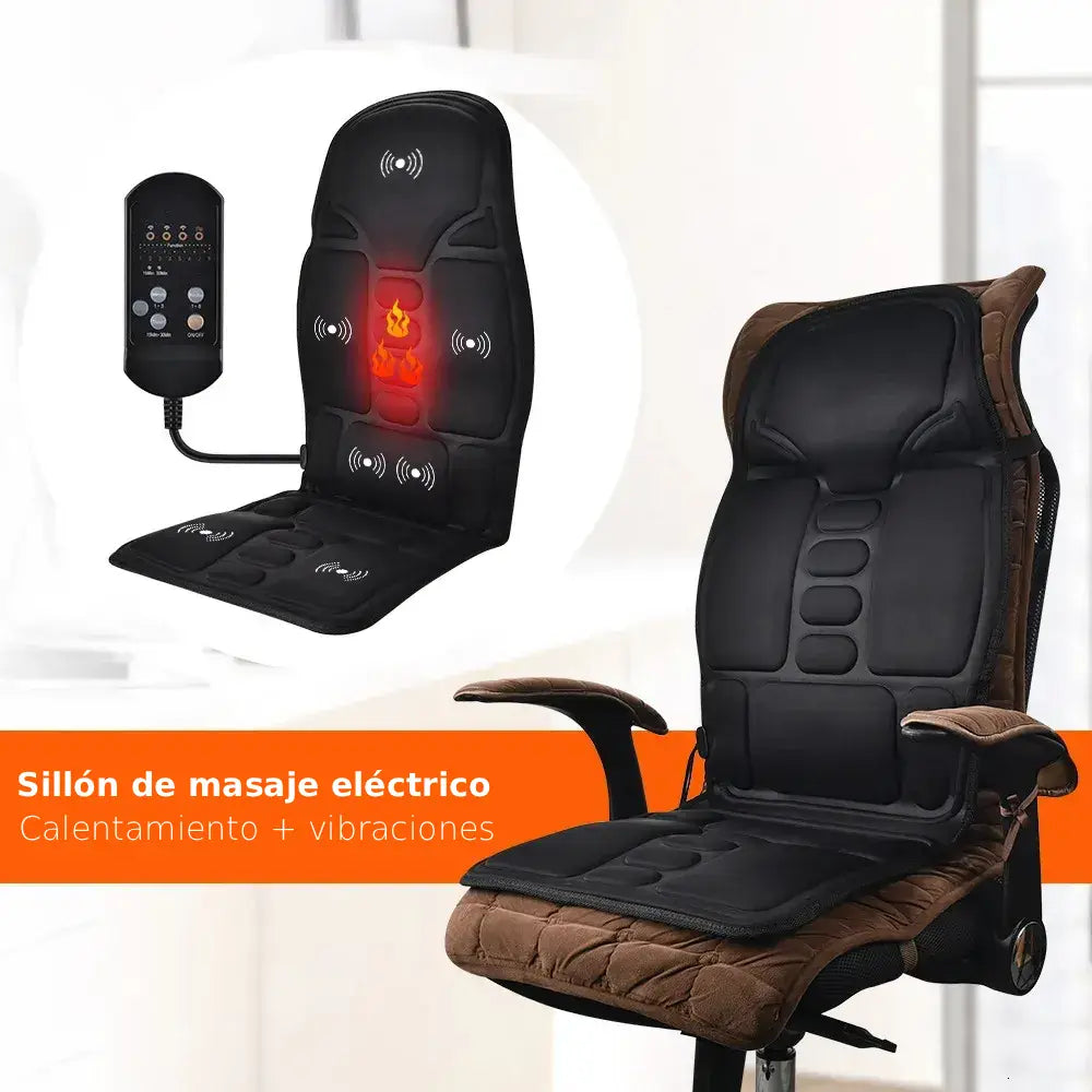 Azura™ | Vibrating electric massage cushion with heat: relieves back, neck and lumbar pain | Home and car use